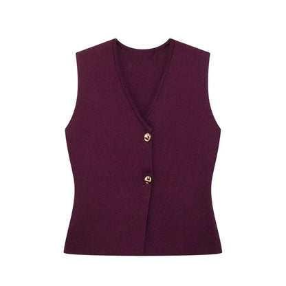 Image of Cindy | Women's Button Front Fitted Vest Top