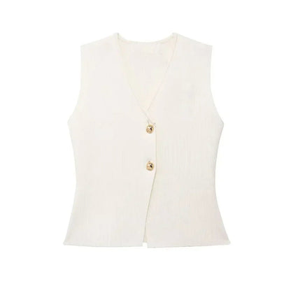 Image of Cindy | Women's Button Front Fitted Vest Top