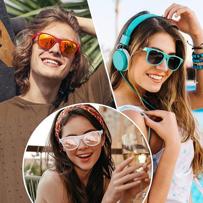 Classic 80's Retro Polarized Sunglasses - Jamie-Matte Black Frame | Amber Scarlet Mirror Lens-Nora Luxe