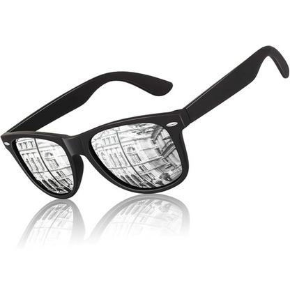 Classic 80's Retro Polarized Sunglasses - Jamie-Matte Black Frame | Silver Mirrored Lens-Nora Luxe