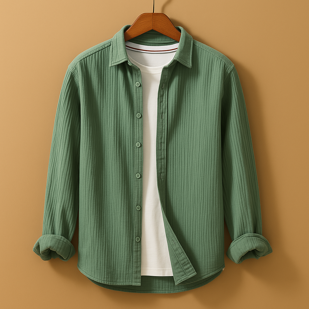 Men’s classic button-down shirt with long sleeves and tailored fit, perfect for casual, office, or formal occasions.