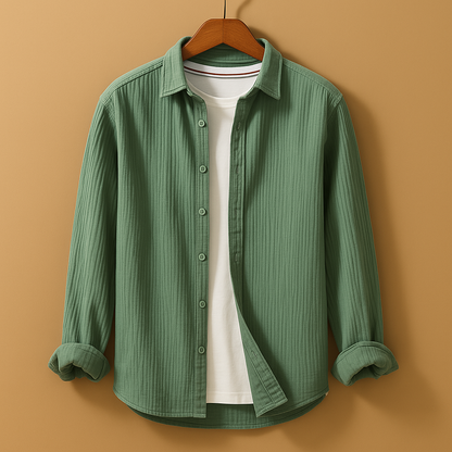 Men’s classic button-down shirt with long sleeves and tailored fit, perfect for casual, office, or formal occasions.