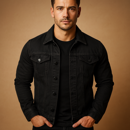 Vintage Style Mens Denim Jacket - Nocini