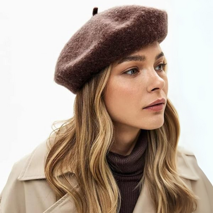 Classic French Wool Beret – Evelyne-Brown-Nora Luxe