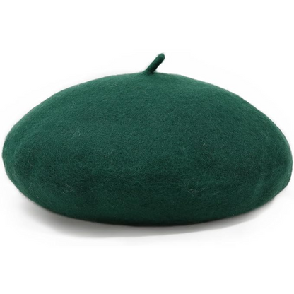Classic French Wool Beret – Evelyne-Dark Green-Nora Luxe