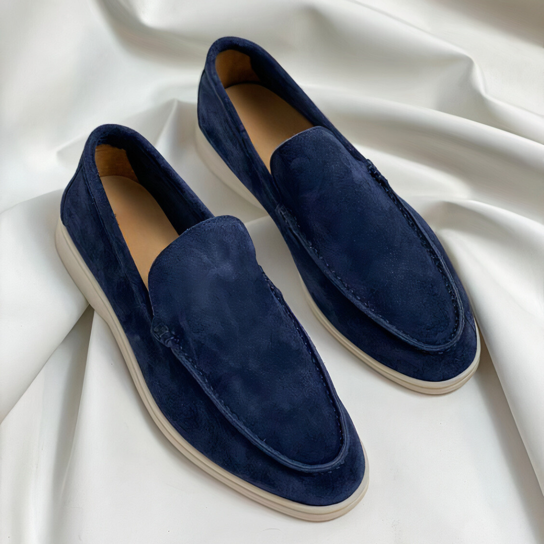 Classic Leather Men's Loafers - Lorenzo-Dark blue-7-Nora Luxe