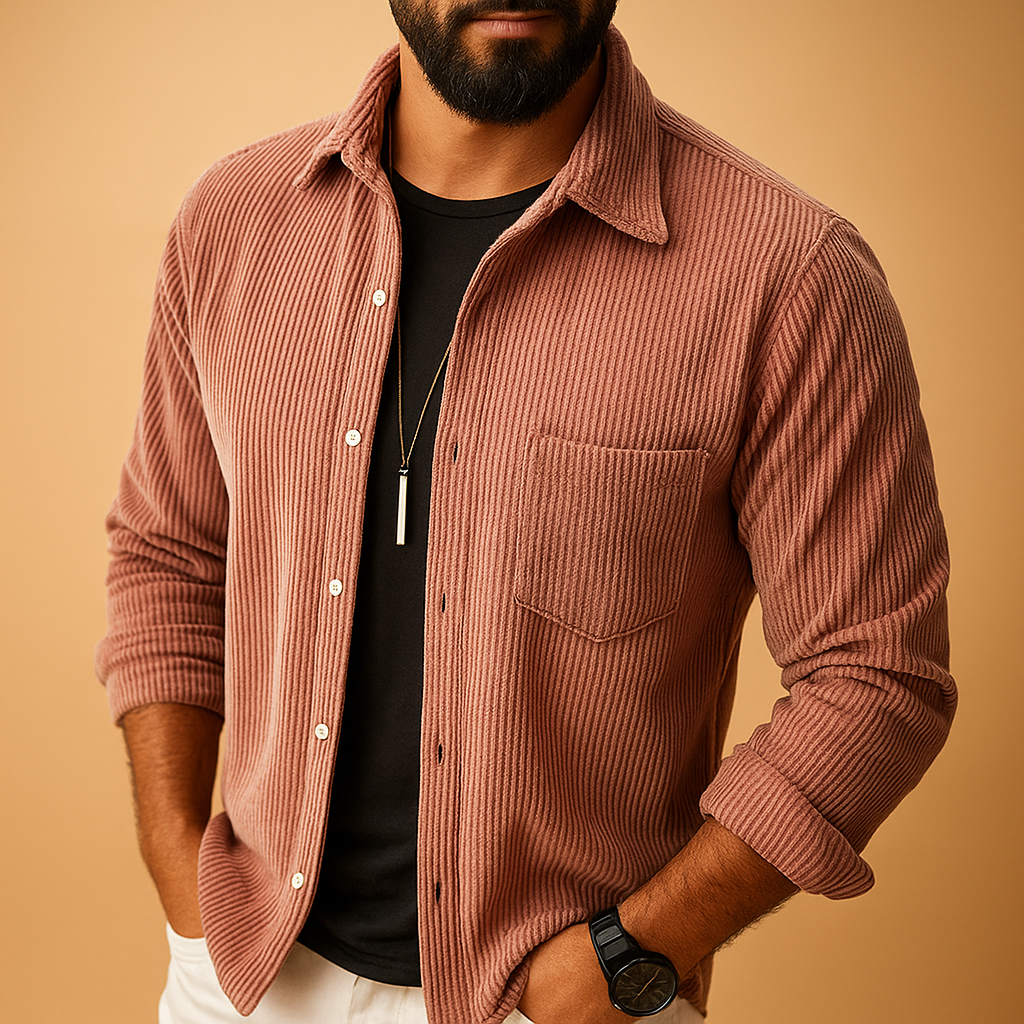 Men’s classic long sleeve shirt with solid design, lightweight and breathable, perfect for work, leisure, and formal wear.