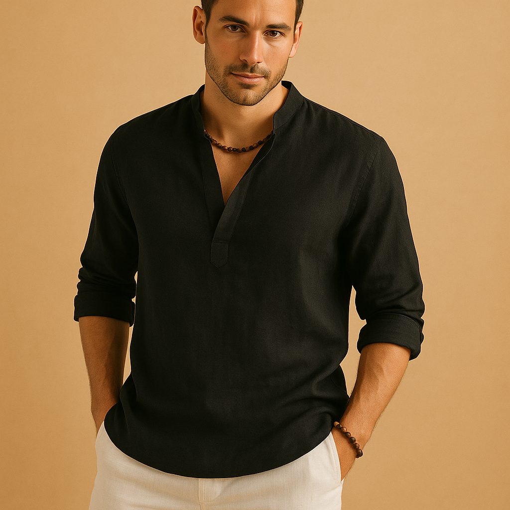 Men’s classic long sleeve shirt with breathable fabric and versatile fit, ideal for formal and casual occasions.