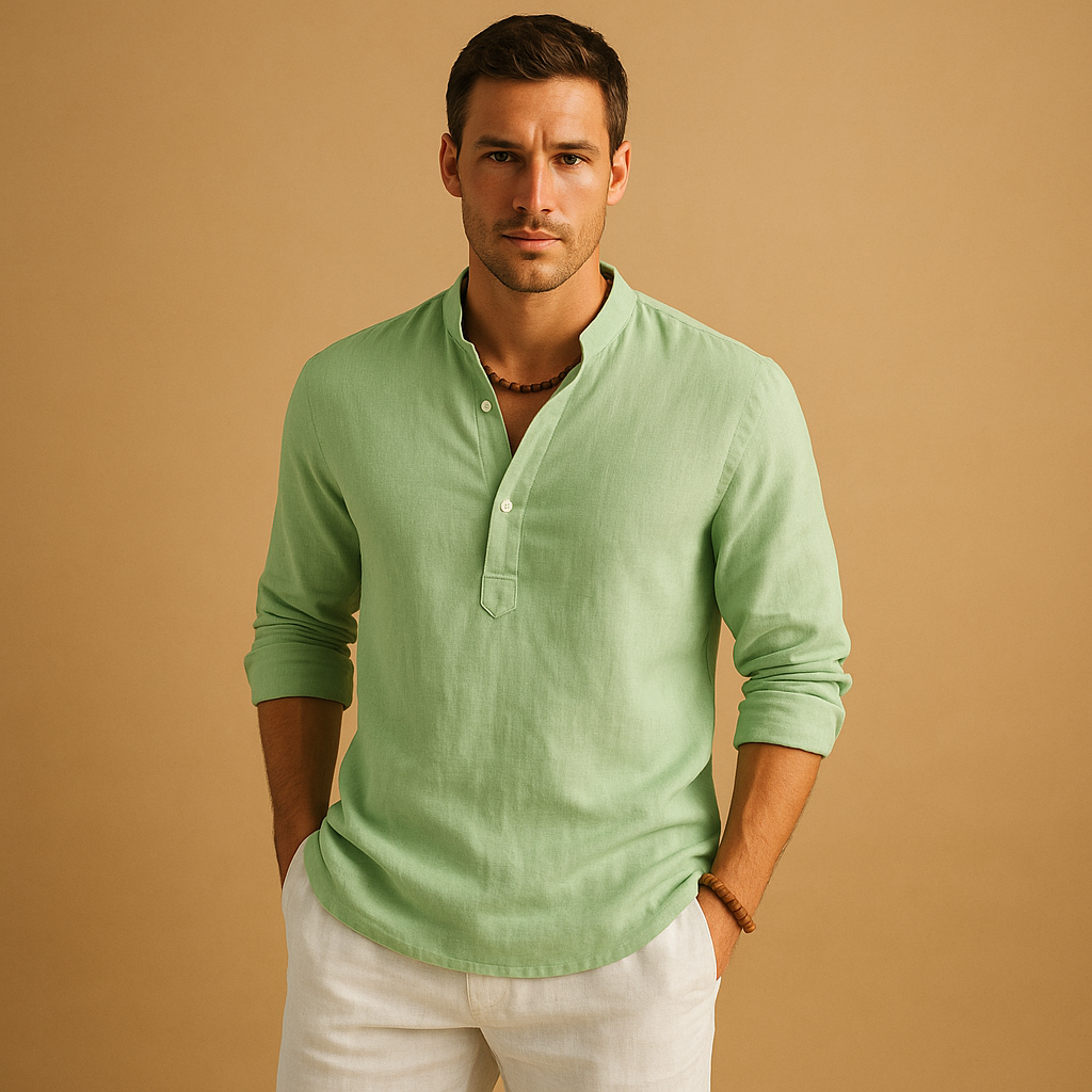 Men’s classic long sleeve shirt with breathable fabric and versatile fit, ideal for formal and casual occasions.