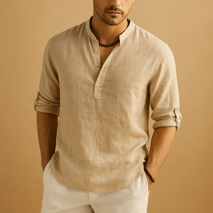 Men’s classic long sleeve shirt with breathable fabric and versatile fit, ideal for formal and casual occasions.