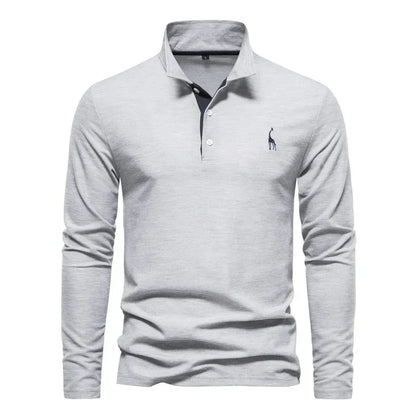 Classic Men's Long Sleeve Polo Shirt - Felix-Gray-S-Nora Luxe