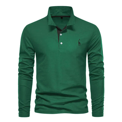 Classic Men's Long Sleeve Polo Shirt - Felix-Green-S-Nora Luxe