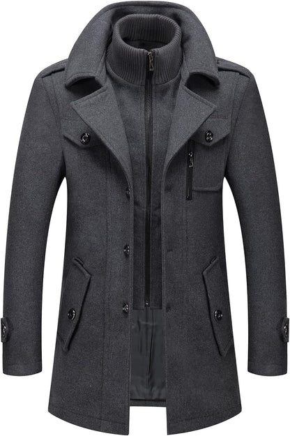 Stylish Mens Wool Overcoat Luca - Pexav