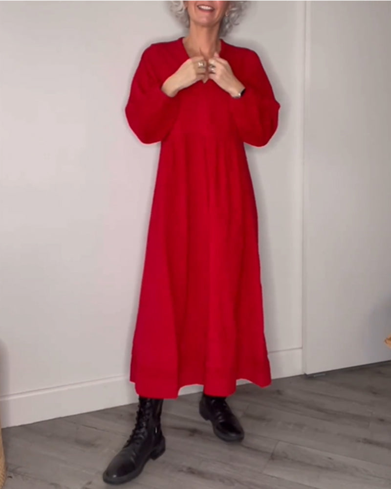 Timeless V-Neck Knee Length Dress - Pexav