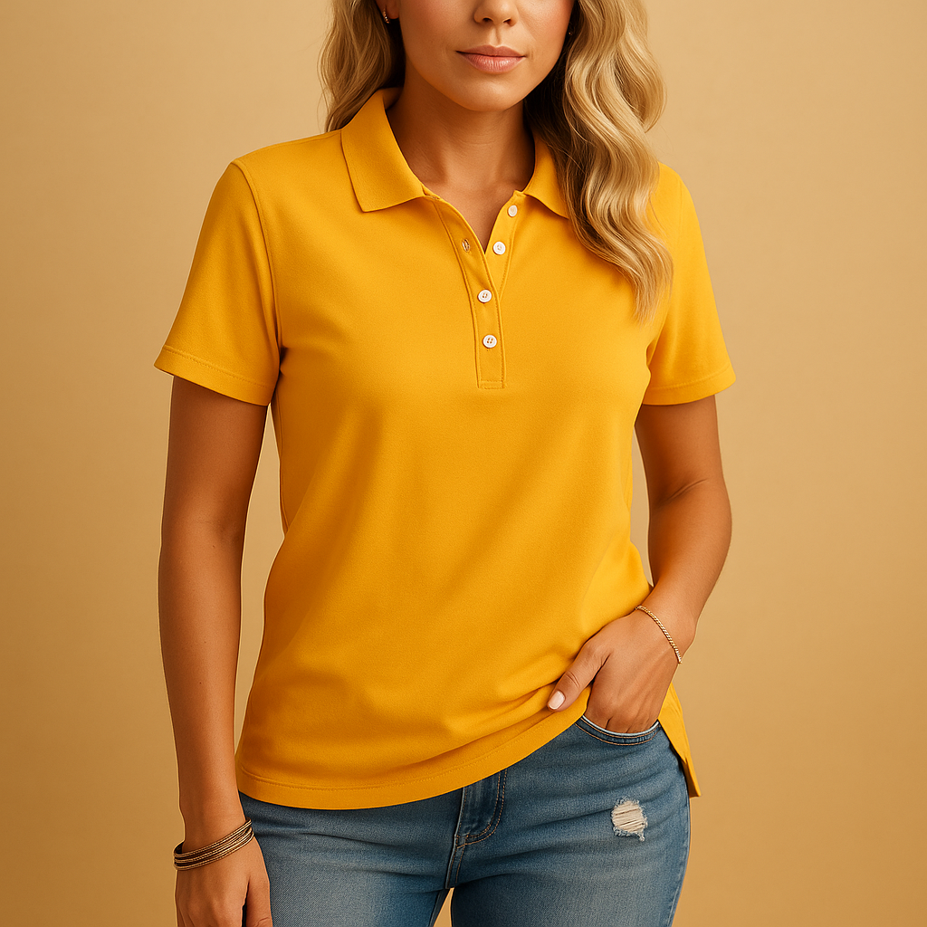 Stylish women’s polo shirt with a tailored fit and classic design, perfect for work, casual days, or everyday wear.