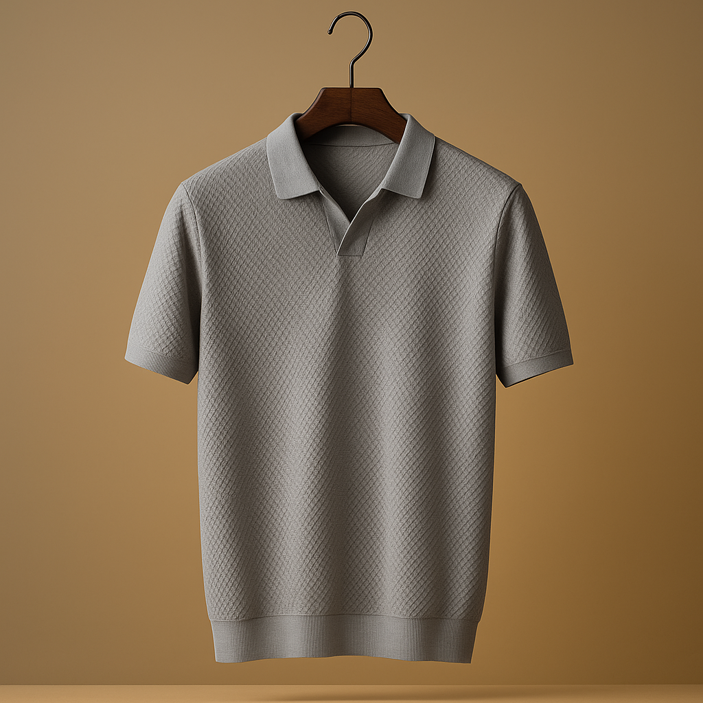 Men’s classic slim fit polo shirt with collar and button closure, ideal for work, leisure, and semi-formal occasions.