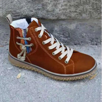 Classical Vintage Leather Winter Boots for Women - Sofia-Dark brown-3-Nora Luxe