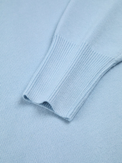 Clear Blue Crew Neck Loose Fit Sweater