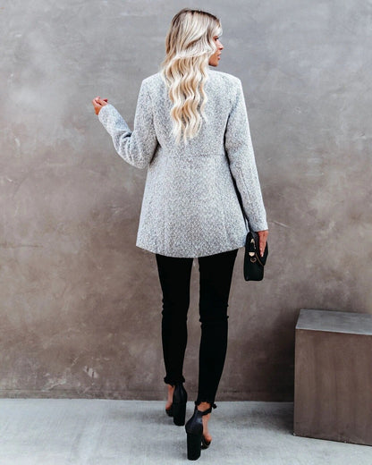 Classic Fit Open Front Wool Coat for Women