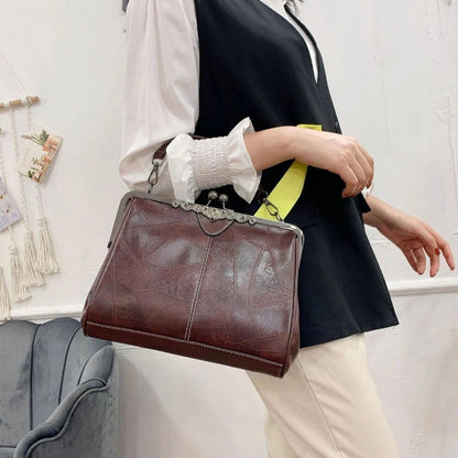 Classic Buckle Leather Handbag