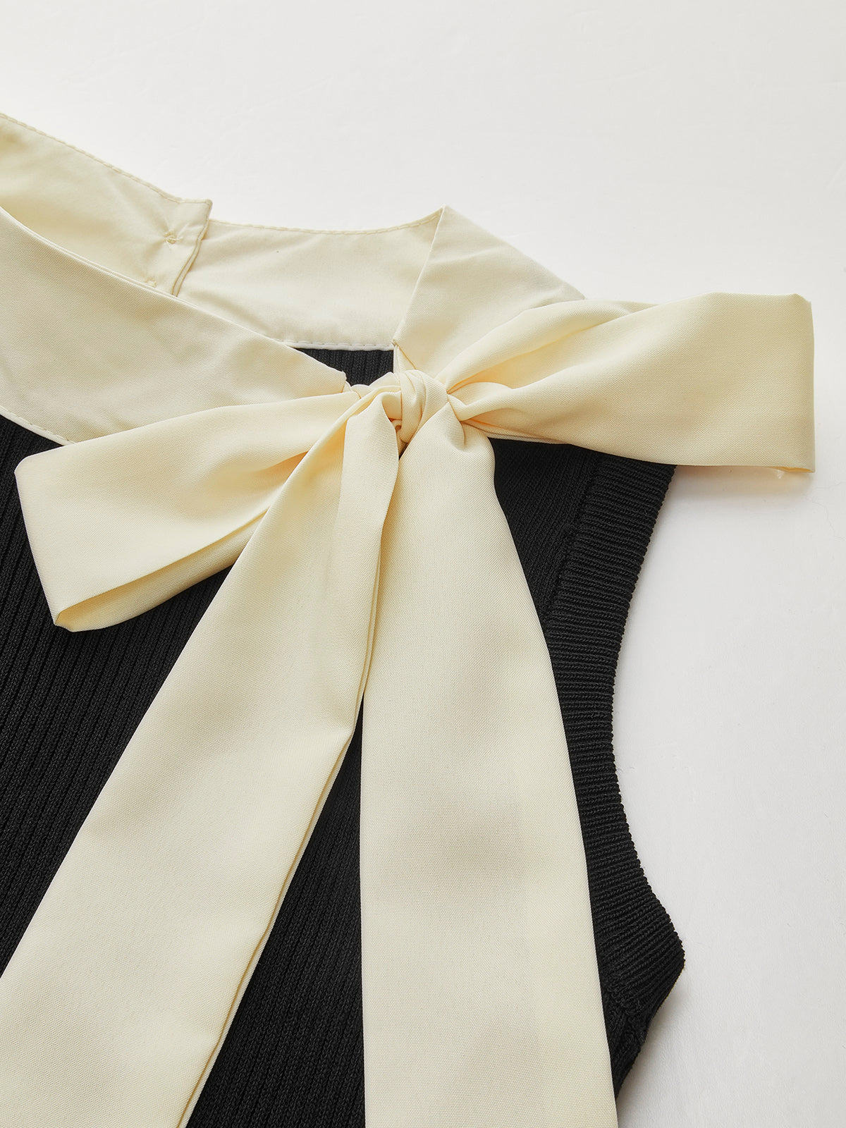 Multicolor Knit Bow Front Vest