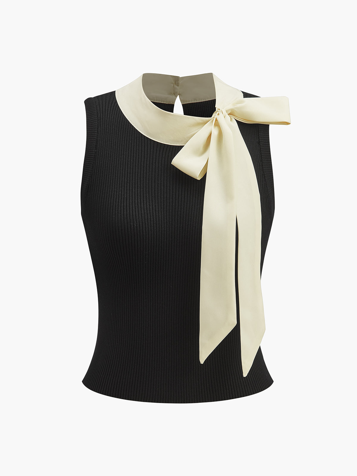 Multicolor Knit Bow Front Vest - Pexav
