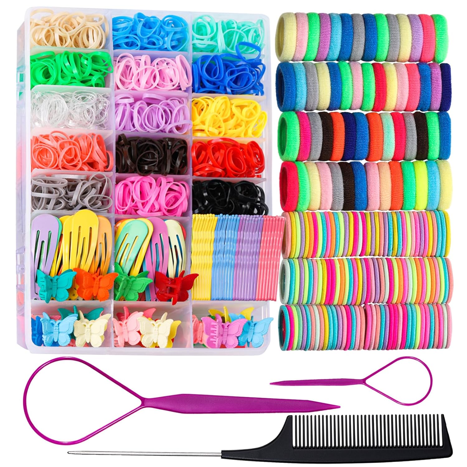Vibrant Stretch Hair Ties and Hair Accessories Kit - Pexav