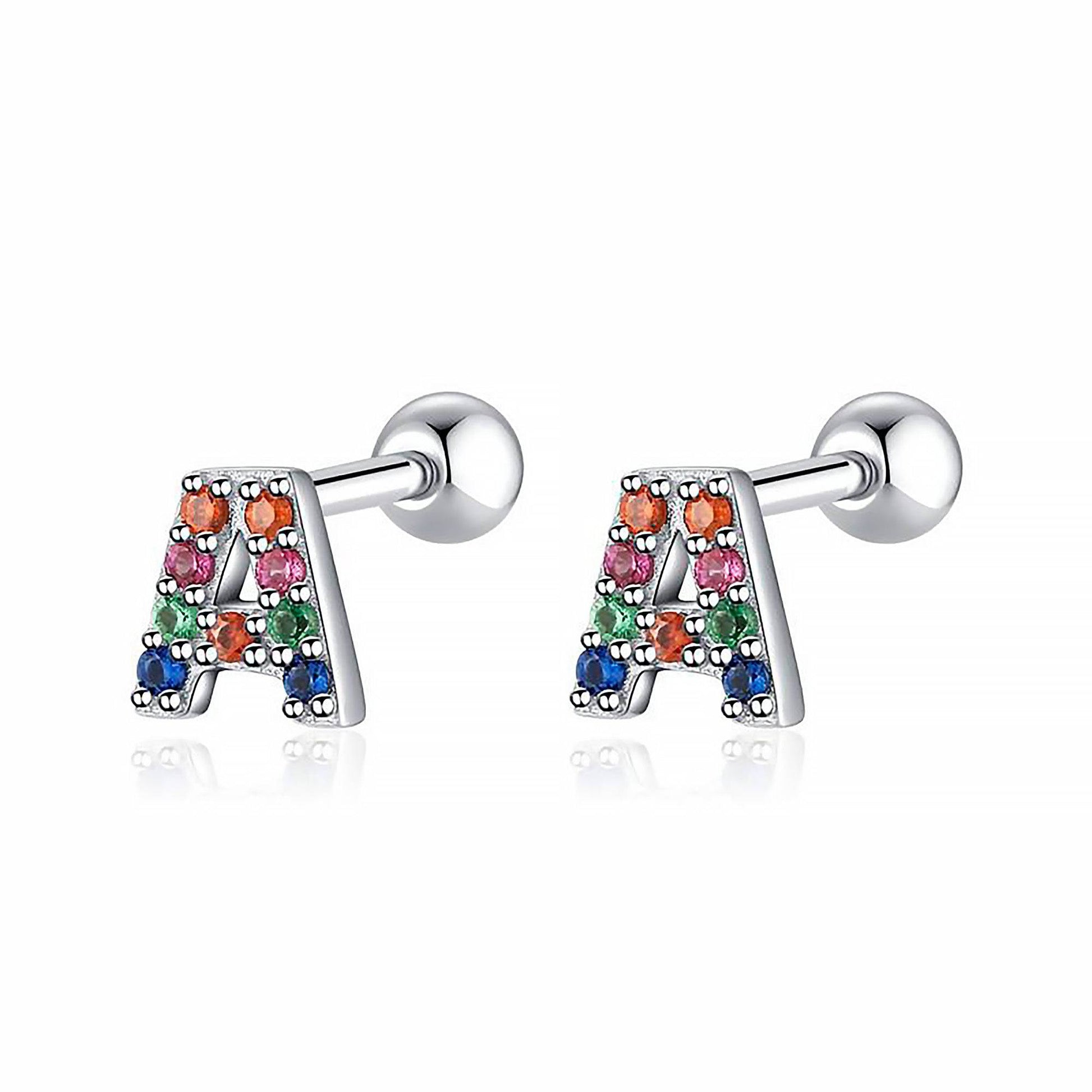 Coloured Letter Earrings - Letria-A-Silver-Nora Luxe