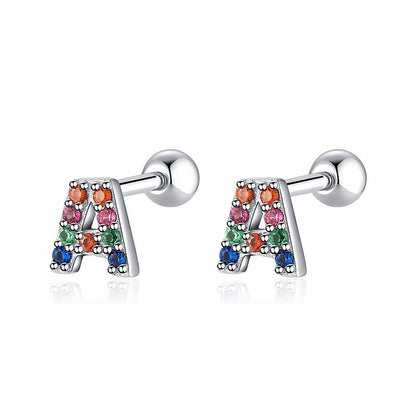 Coloured Letter Earrings - Letria-A-Silver-Nora Luxe
