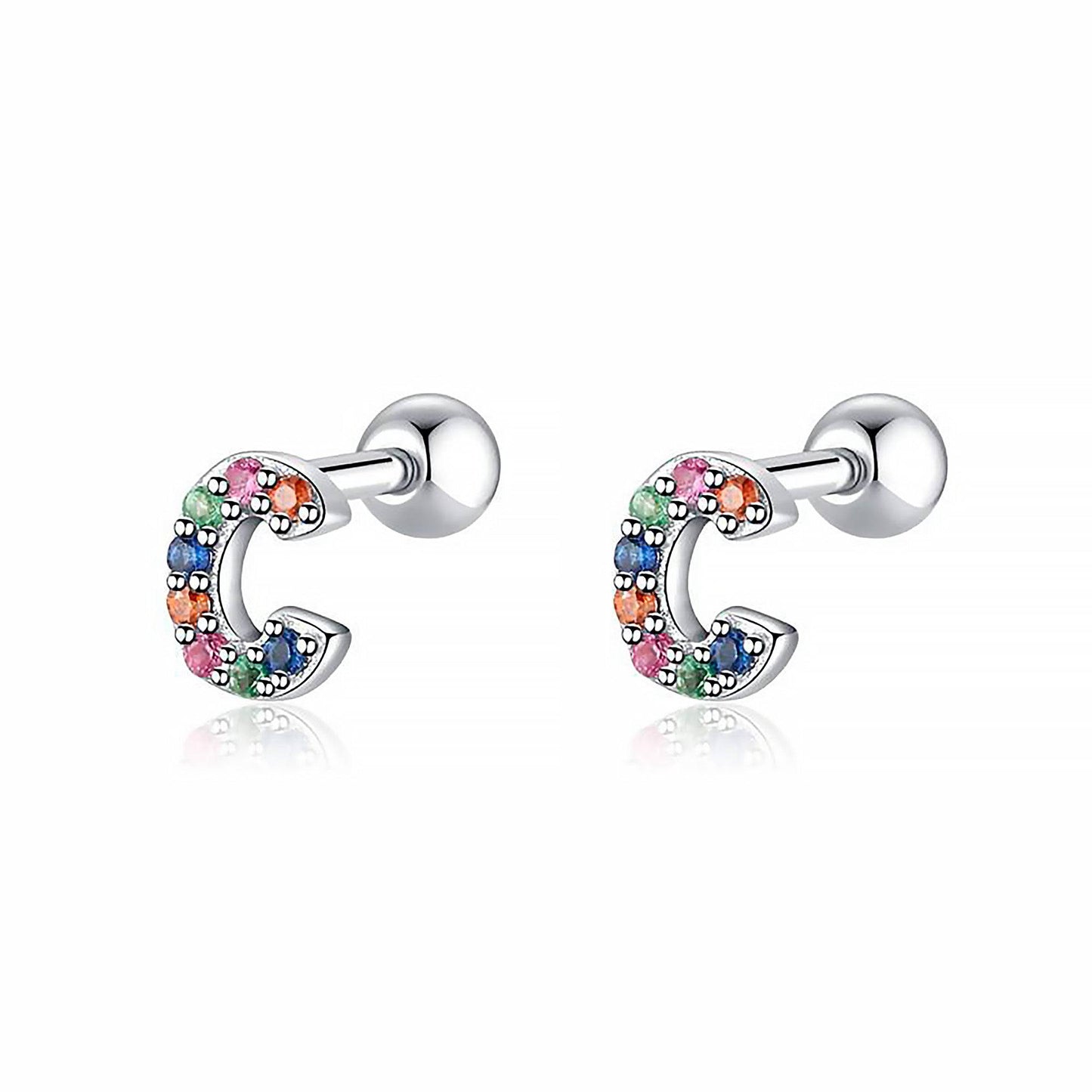 Coloured Letter Earrings - Letria-C-Silver-Nora Luxe