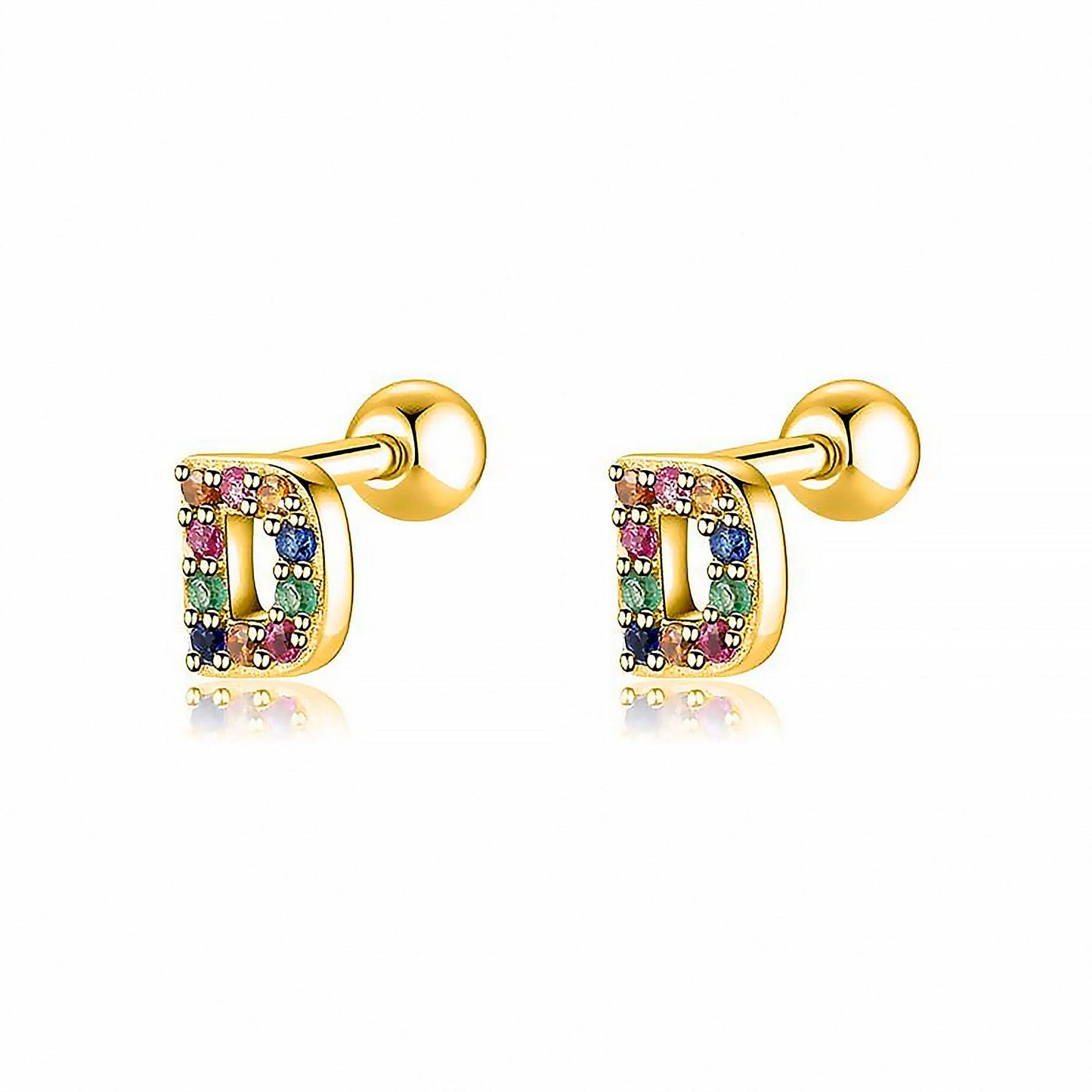 Coloured Letter Earrings - Letria-D-Gold-Nora Luxe