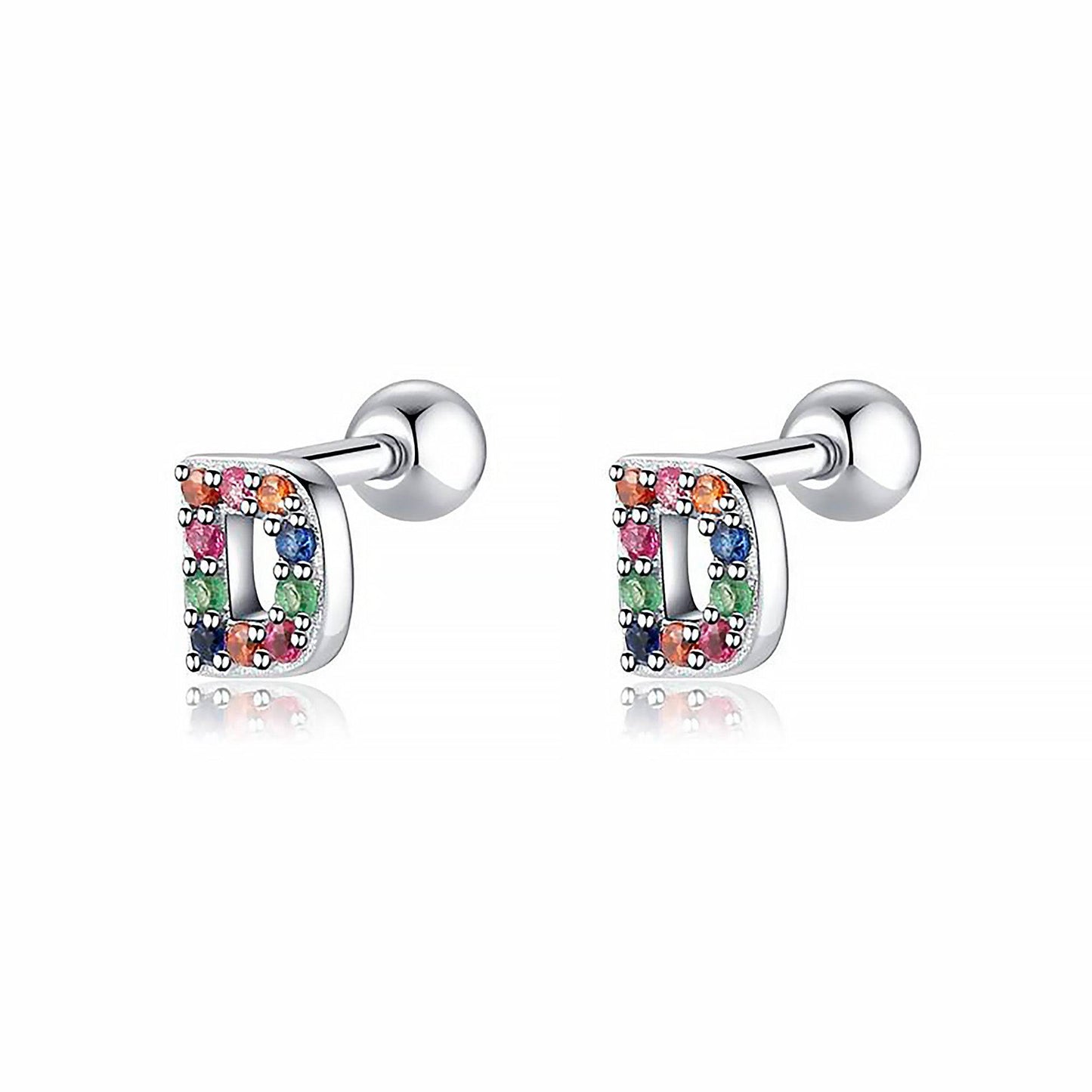 Coloured Letter Earrings - Letria-D-Silver-Nora Luxe