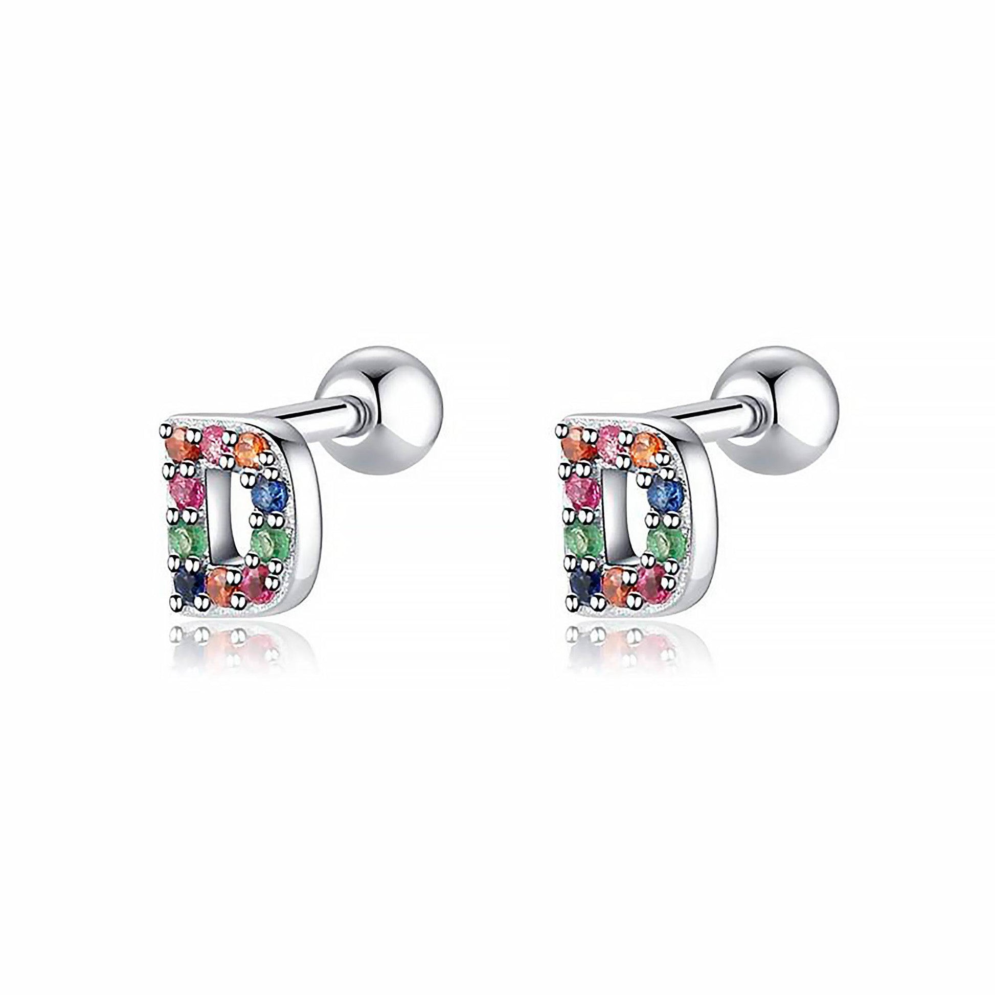 Coloured Letter Earrings - Letria-D-Silver-Nora Luxe