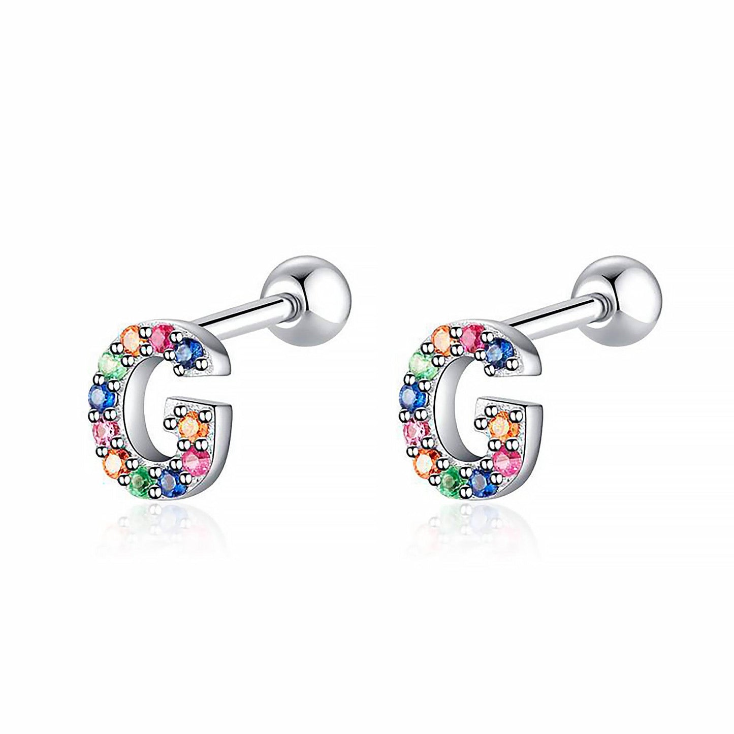 Coloured Letter Earrings - Letria-G-Silver-Nora Luxe