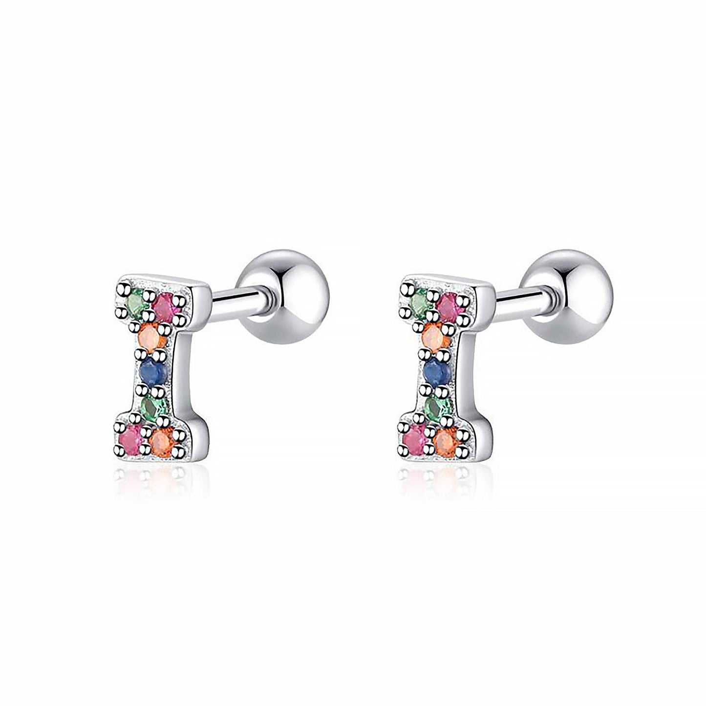Coloured Letter Earrings - Letria-I-Silver-Nora Luxe