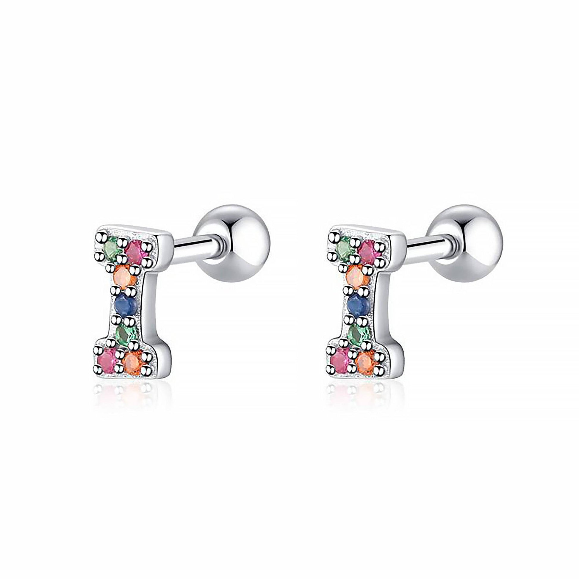 Coloured Letter Earrings - Letria-I-Silver-Nora Luxe
