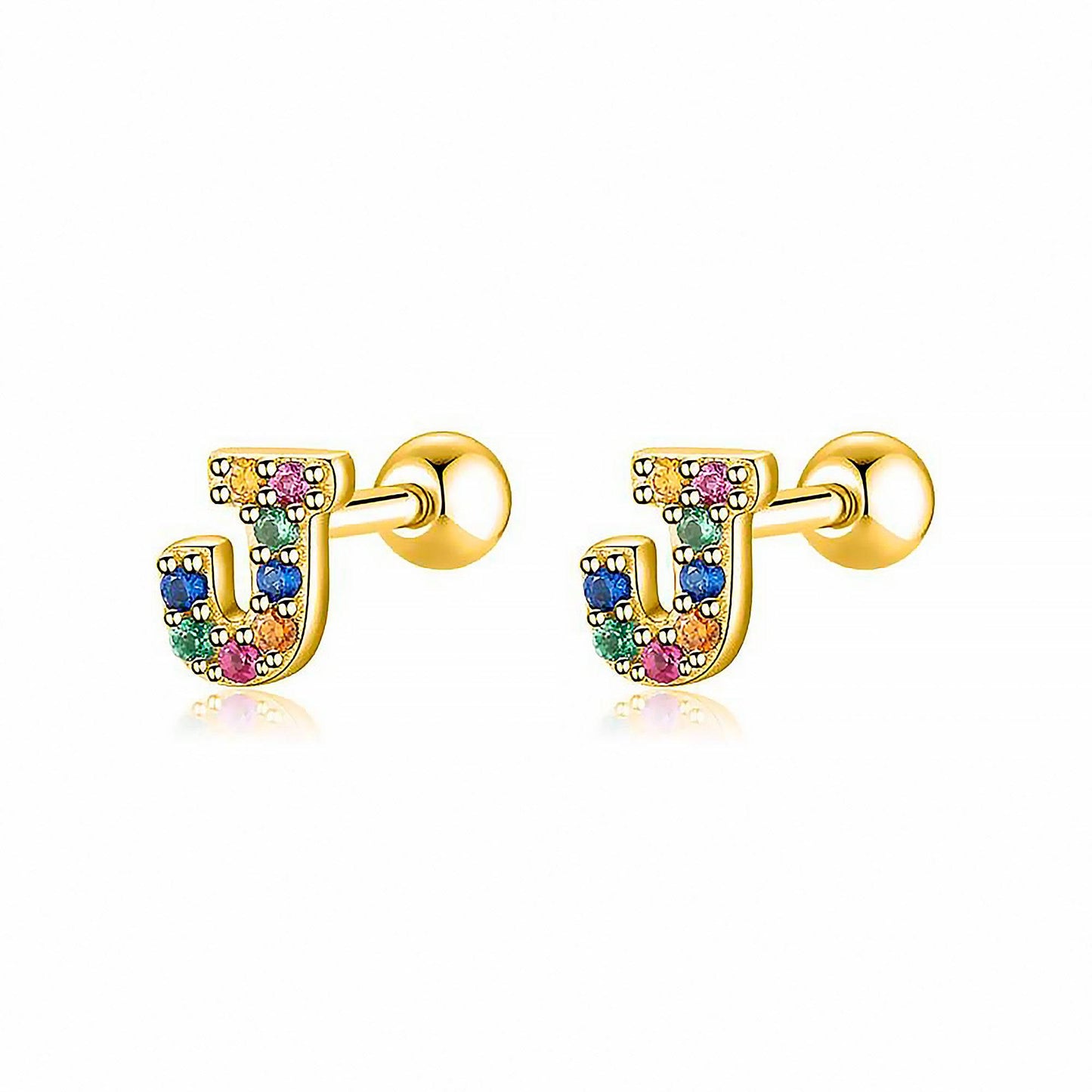 Coloured Letter Earrings - Letria-J-Gold-Nora Luxe
