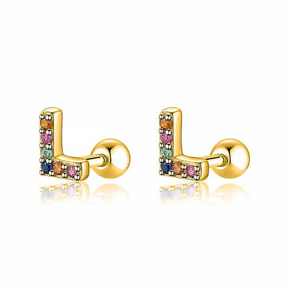 Coloured Letter Earrings - Letria-L-Gold-Nora Luxe