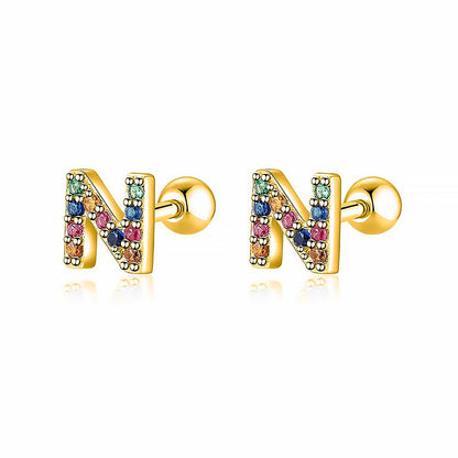Coloured Letter Earrings - Letria-N-Gold-Nora Luxe