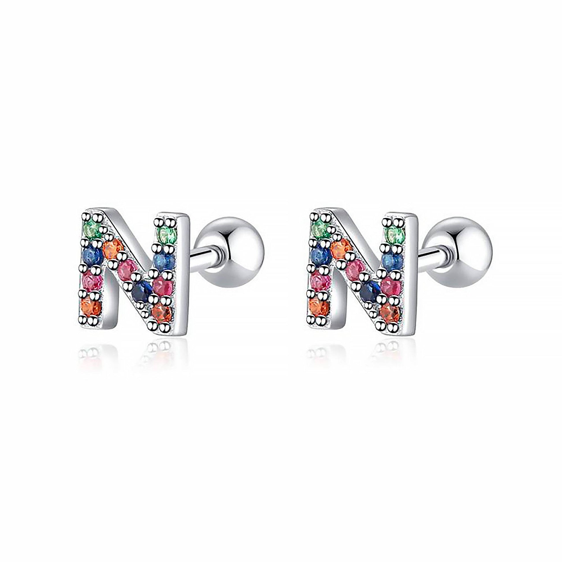 Coloured Letter Earrings - Letria-N-Silver-Nora Luxe