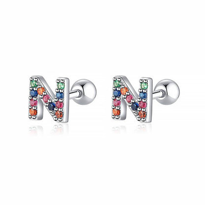 Coloured Letter Earrings - Letria-N-Silver-Nora Luxe