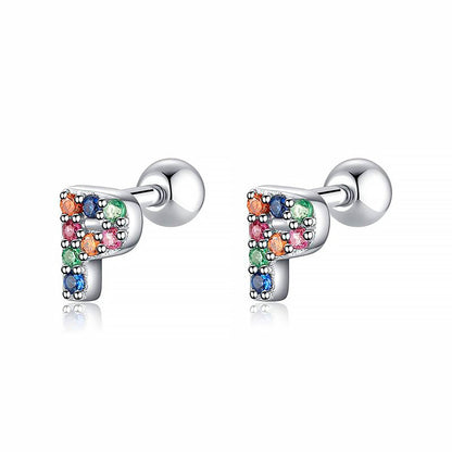 Coloured Letter Earrings - Letria-P-Silver-Nora Luxe