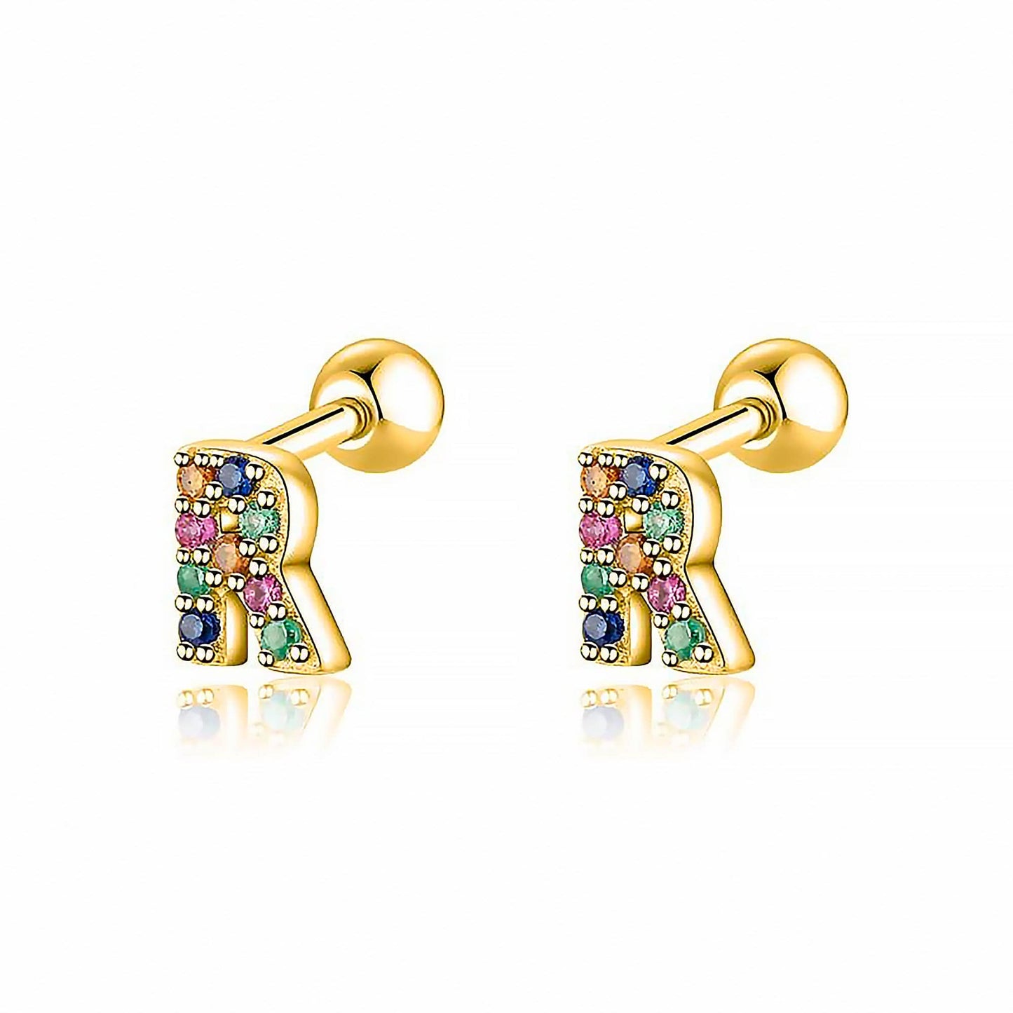 Coloured Letter Earrings - Letria-R-Gold-Nora Luxe