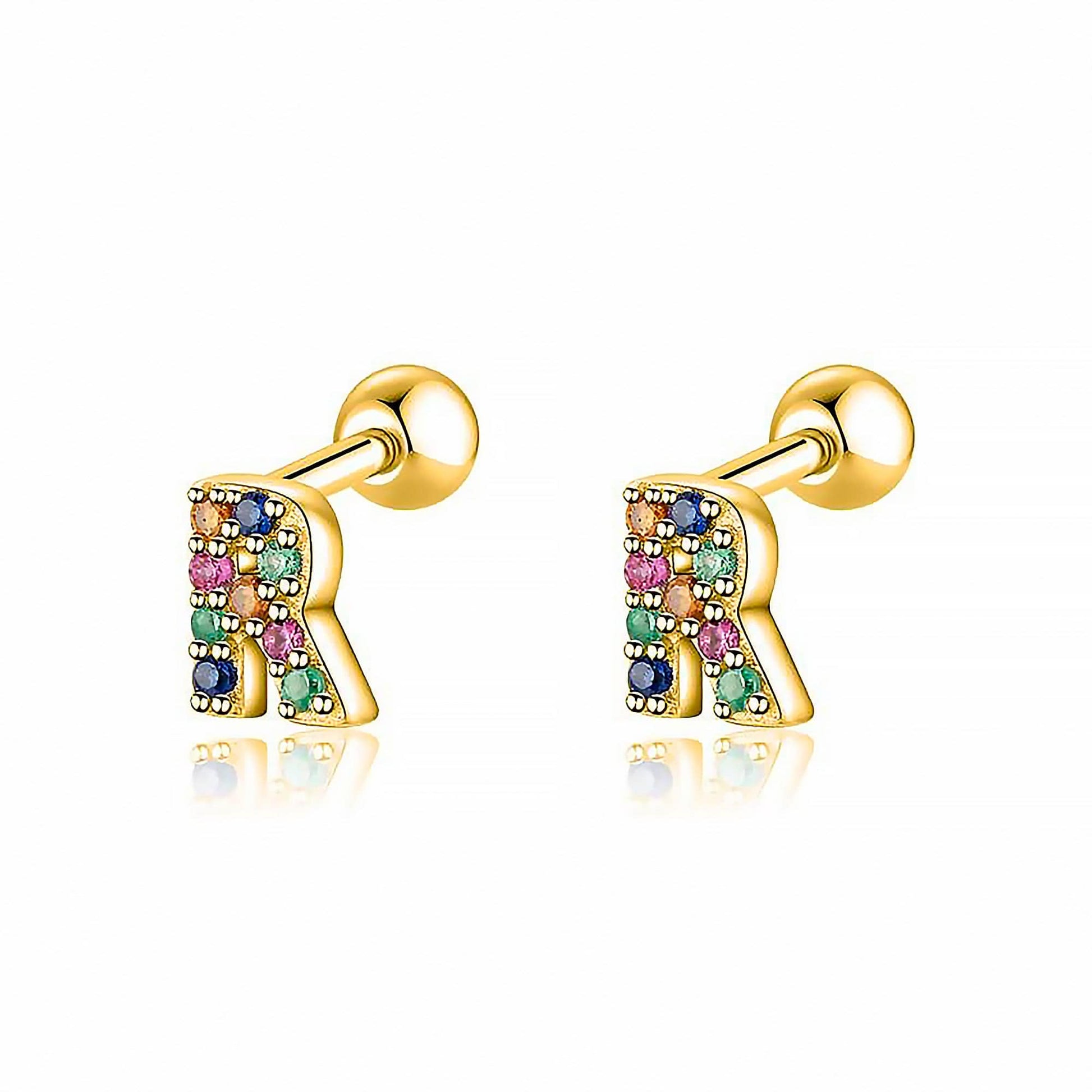 Coloured Letter Earrings - Letria-R-Gold-Nora Luxe