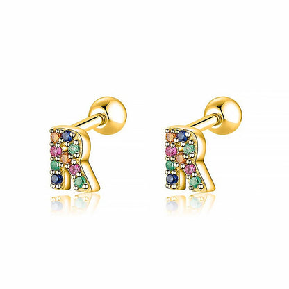 Coloured Letter Earrings - Letria-R-Gold-Nora Luxe