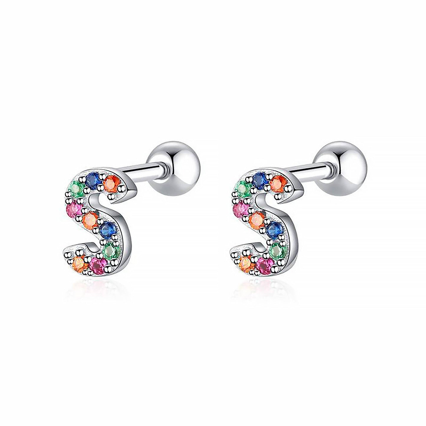 Coloured Letter Earrings - Letria-S-Silver-Nora Luxe