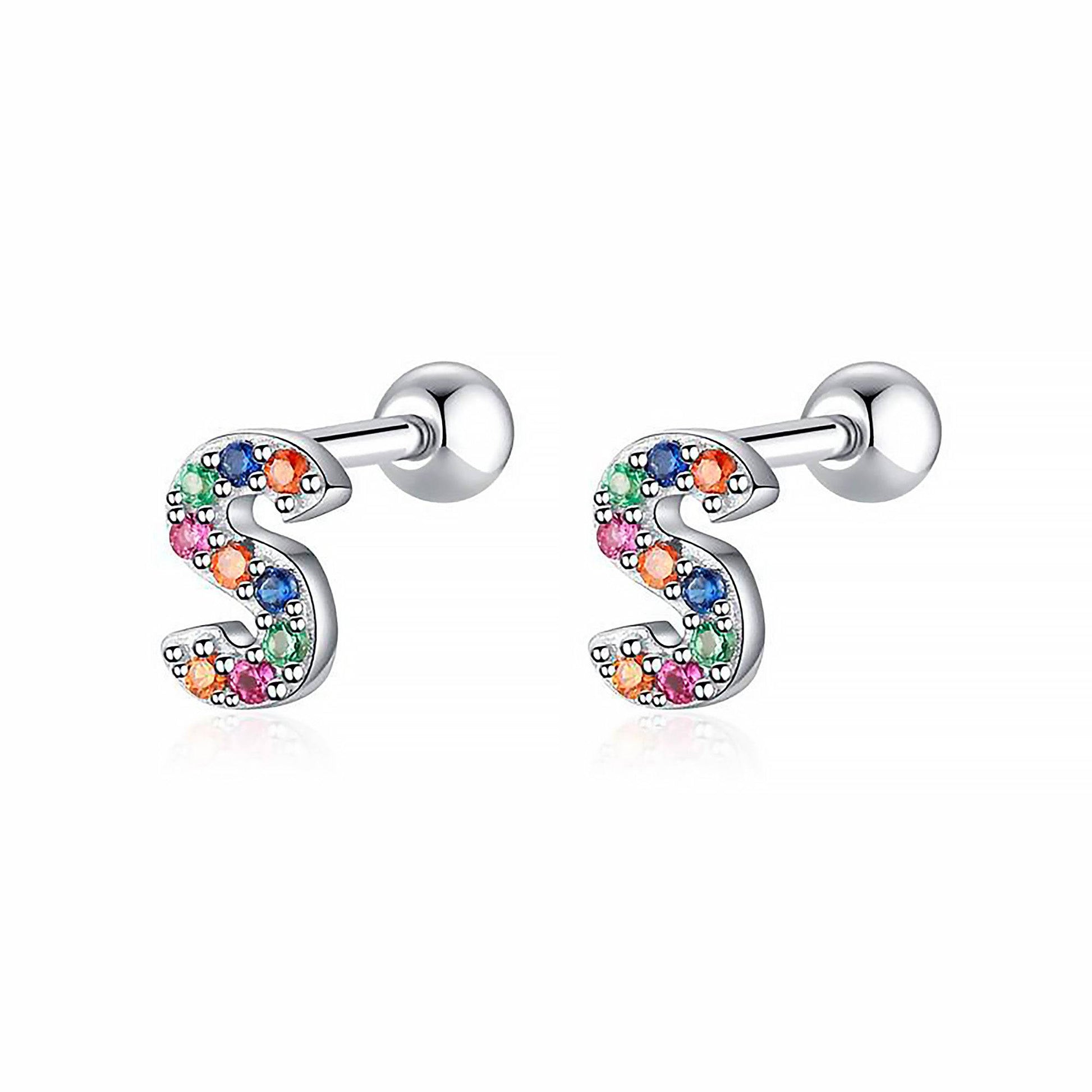 Coloured Letter Earrings - Letria-S-Silver-Nora Luxe