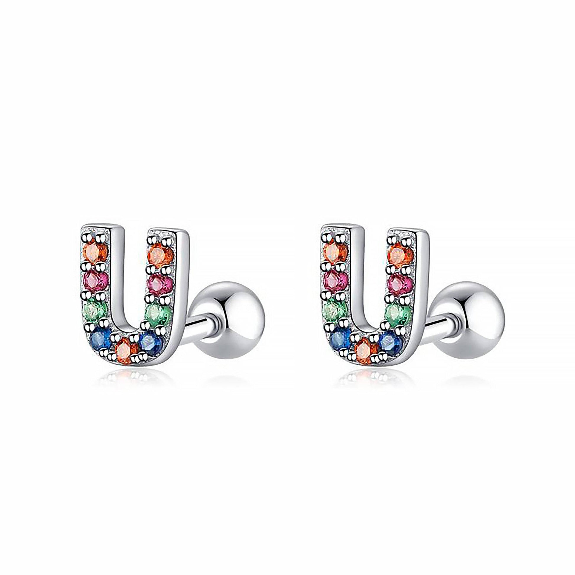 Coloured Letter Earrings - Letria-U-Silver-Nora Luxe