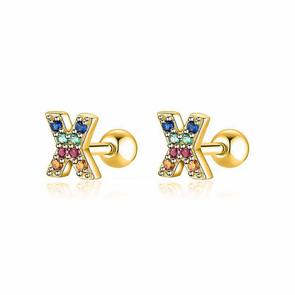 Coloured Letter Earrings - Letria-X-Gold-Nora Luxe