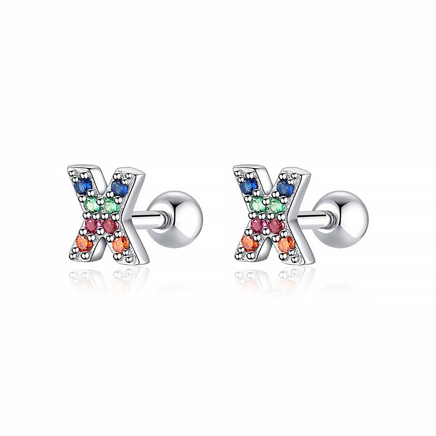 Coloured Letter Earrings - Letria-X-Silver-Nora Luxe